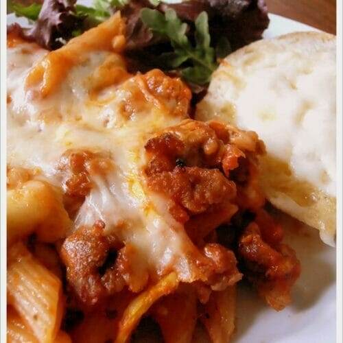 Baked Ziti with Italian Sausage and Sour Cream