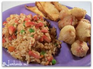 Shrimp and Pork Fried Rice, Sweet and Sour Pork, Crab Rangoon