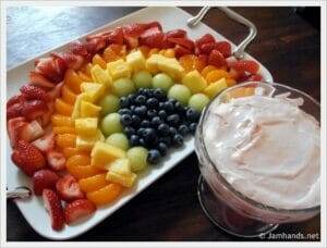 Rainbow Fruit Tray + Strawberry Fluff Fruit Dip
