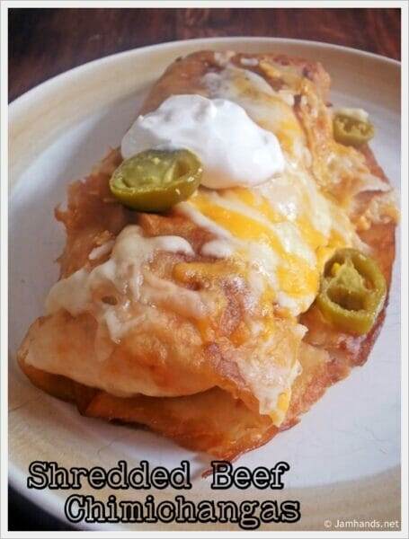Slow Cooker Shredded Beef Chimichangas