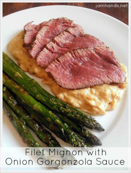 Filet Mignon with Onion Gorgonzola Sauce