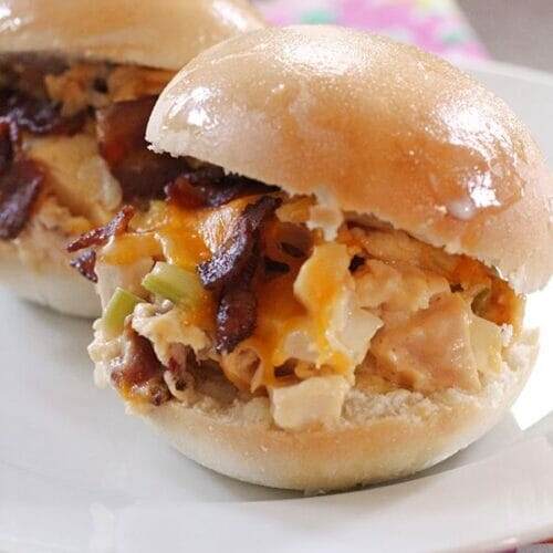 Slow Cooker Hot Cheesy Chicken Bacon Sandwiches