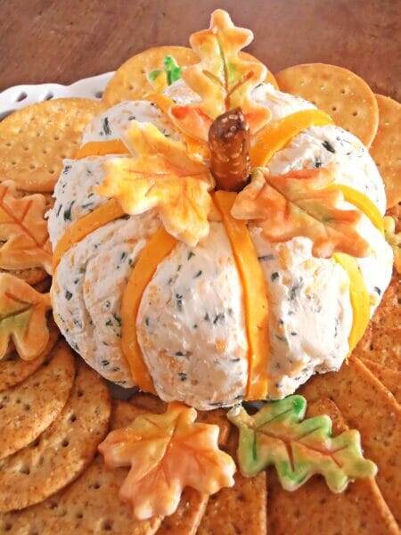Cheddar Chive Pumpkin Shaped Cheese Ball