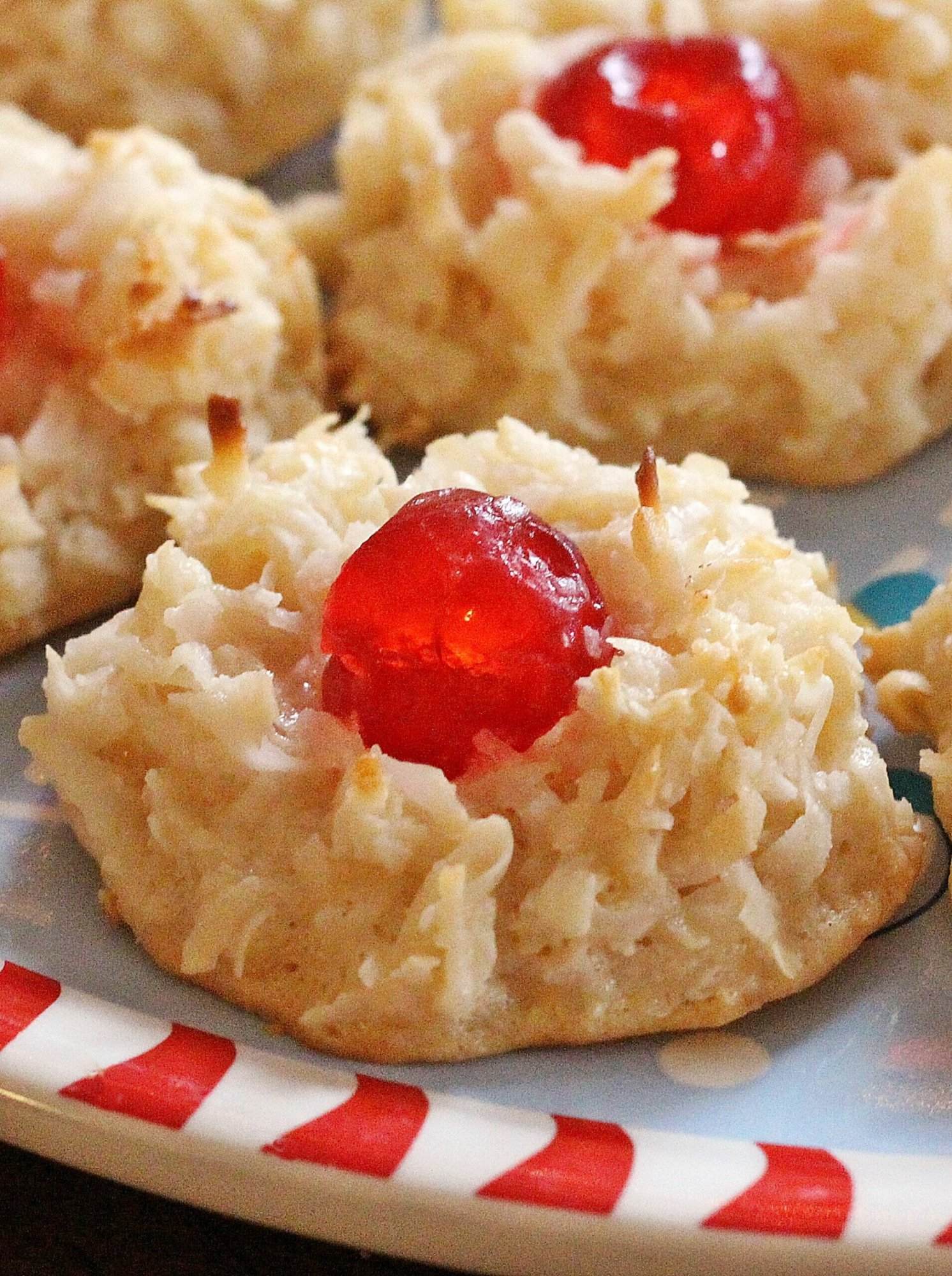 Cherry Topped Coconut Macaroons