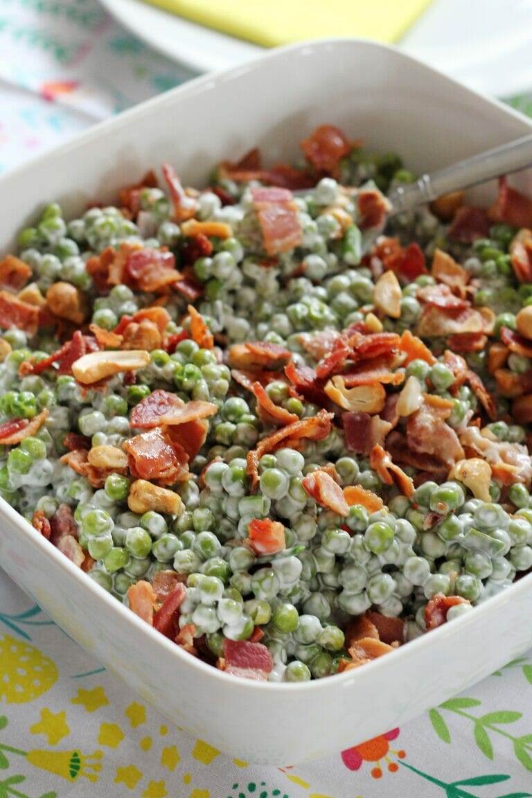 Crunchy Pea Salad with Bacon & Cashews