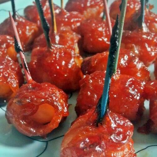 Glazed Bacon Wrapped Water Chestnuts