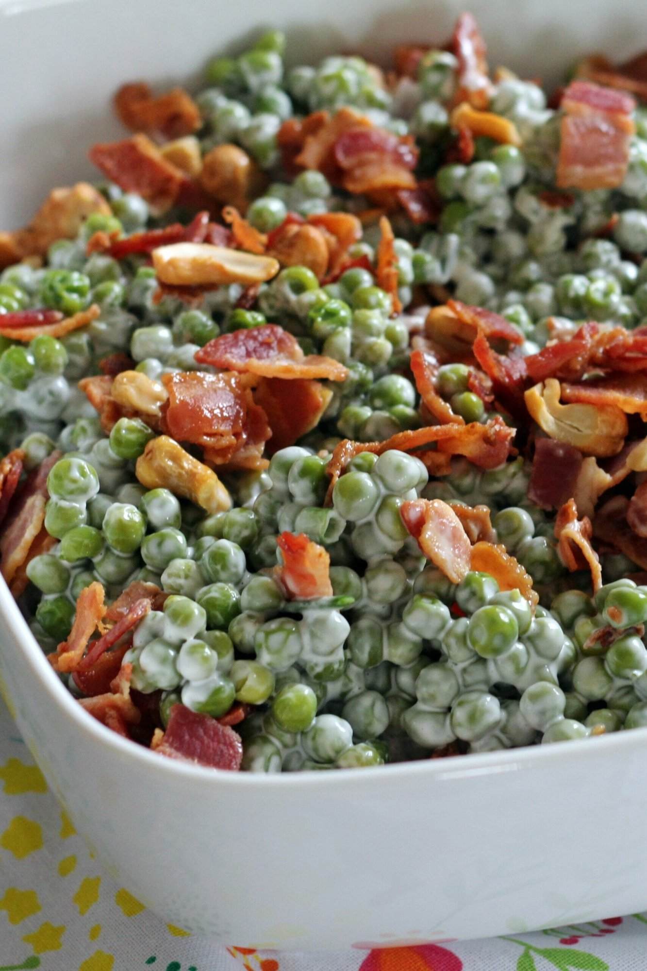 Crunchy Pea Salad with Bacon & Cashews