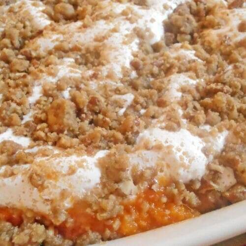 Sweet Potato Casserole with Marshmallow & Pecan-Streusel