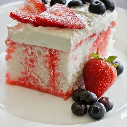American Flag Strawberry Poke Cake