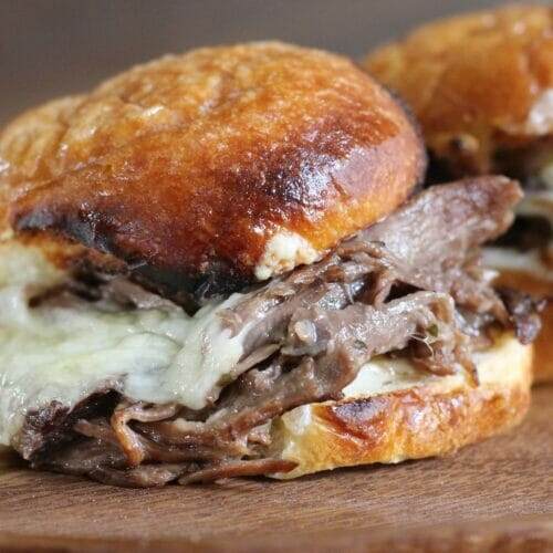 Slow Cooker 3 Envelope Pot Roast Sliders with Swiss