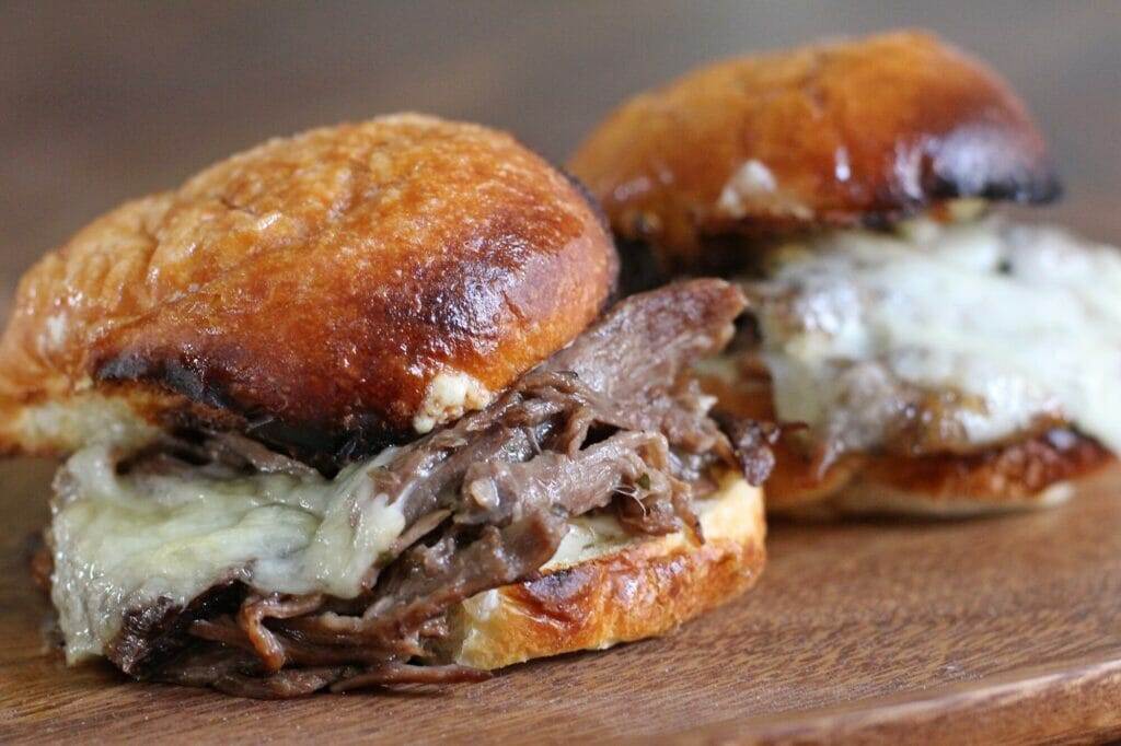 3 Envelope Pot Roast Sliders with Swiss Cheese - Slow Cooker