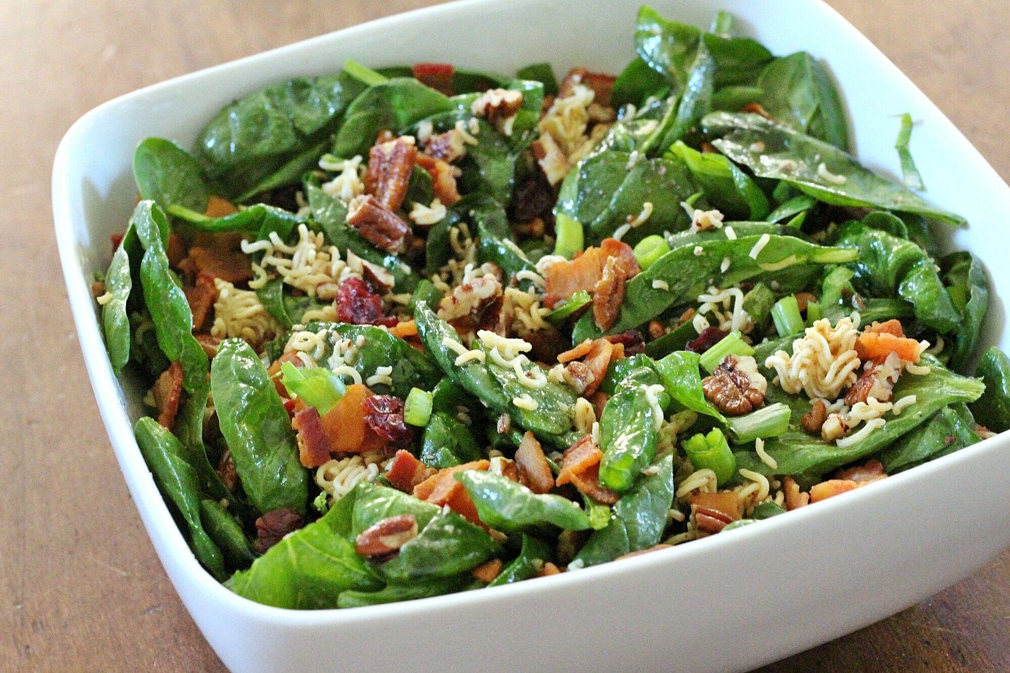 Crunchy Ramen Spinach Salad