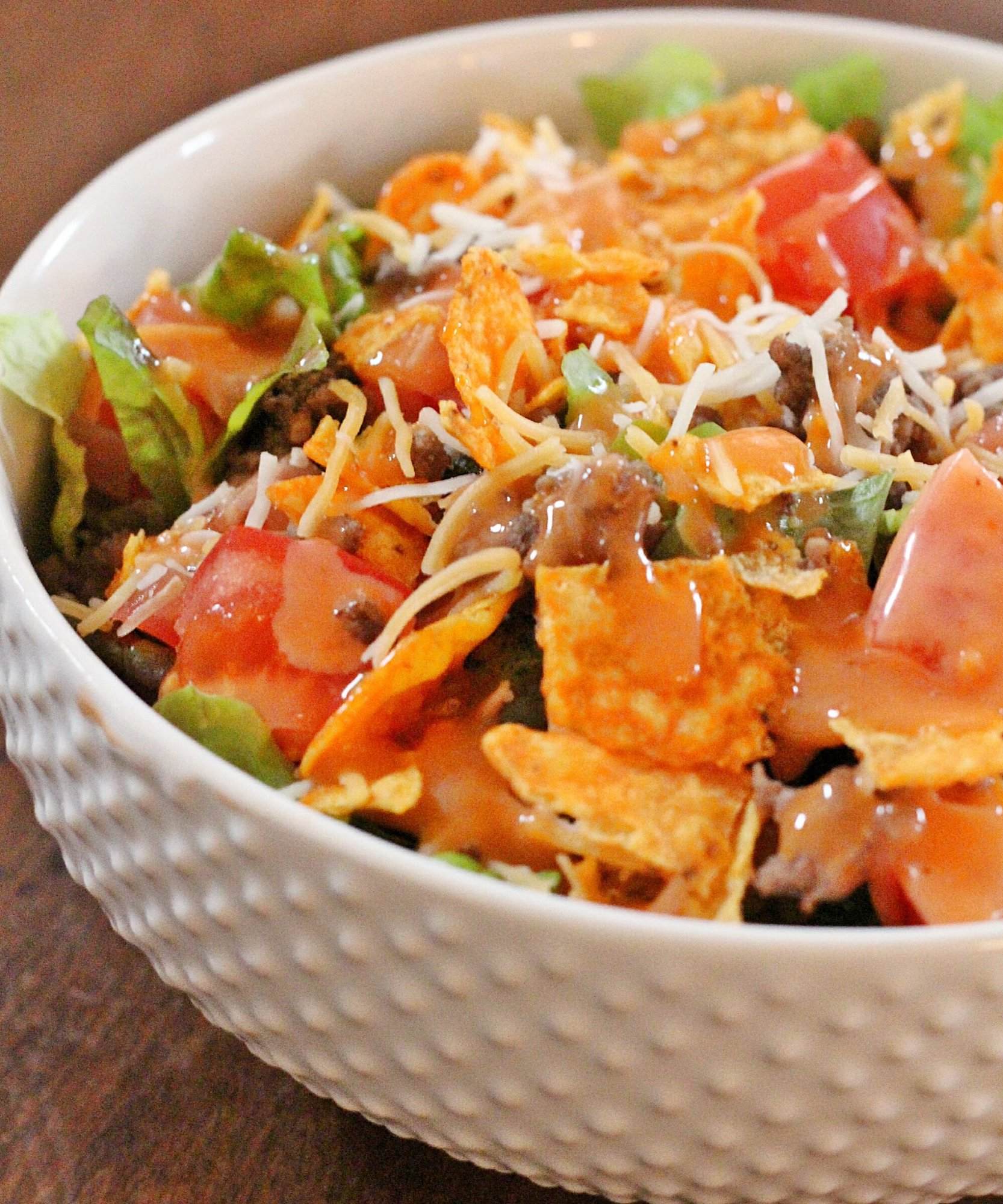 Doritos Taco Salad with French Dressing - Jam Hands Doritos Taco Salad with French Dressing - Jam Hands