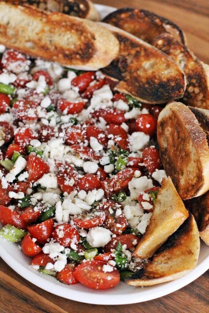 Easy Greek Feta Tomato Dip with Crostini