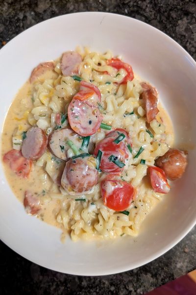 Cheesy Sausage and Tomato Ramen